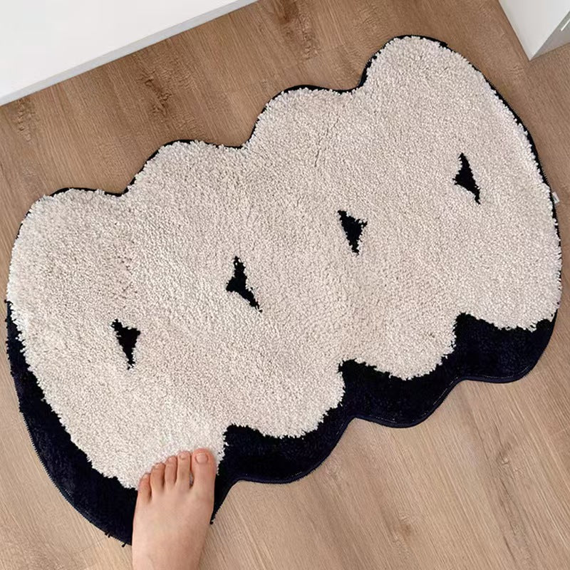 Plush Sculpted Cloud-Contour Microfiber Non-Slip Bath & Entry Rug