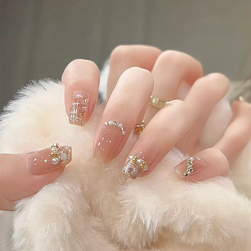 Artistic Press-On Nail Set with Glittery Star Accents Stornfield