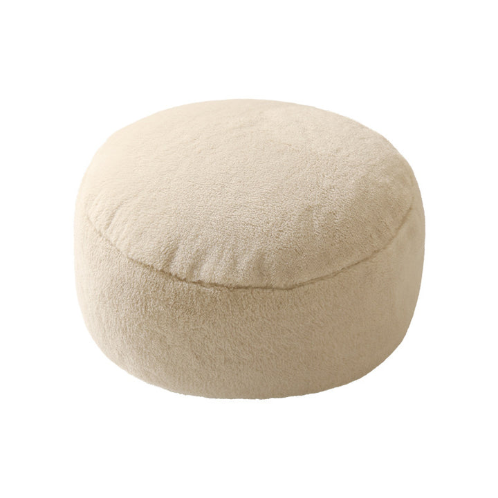 Round filled seat pouf made of cuddly teddy plush with a shape-stable core Stornfield
