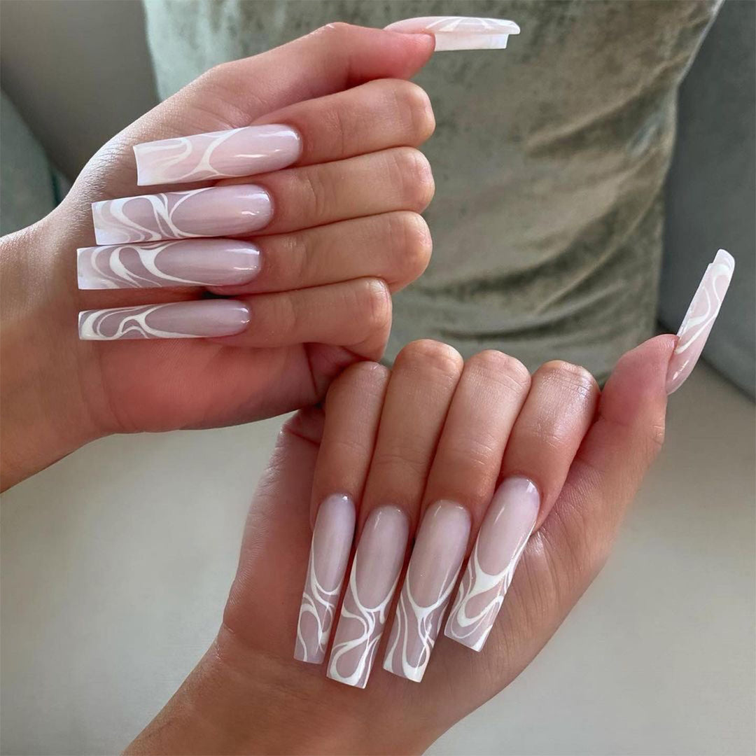 Artistic Nail Extensions with Elegant Fluid Design Stornfield