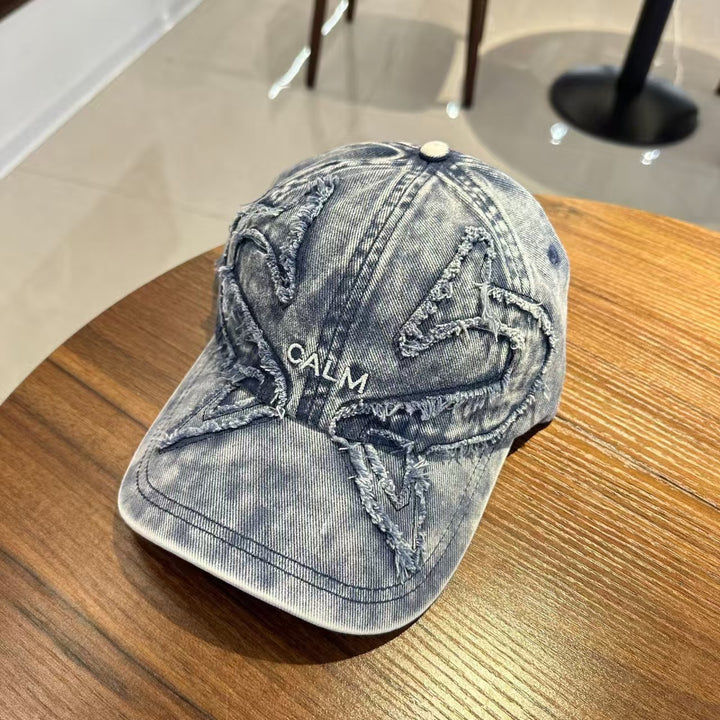 Unisex Distressed Denim Embroidered Cap Stornfield