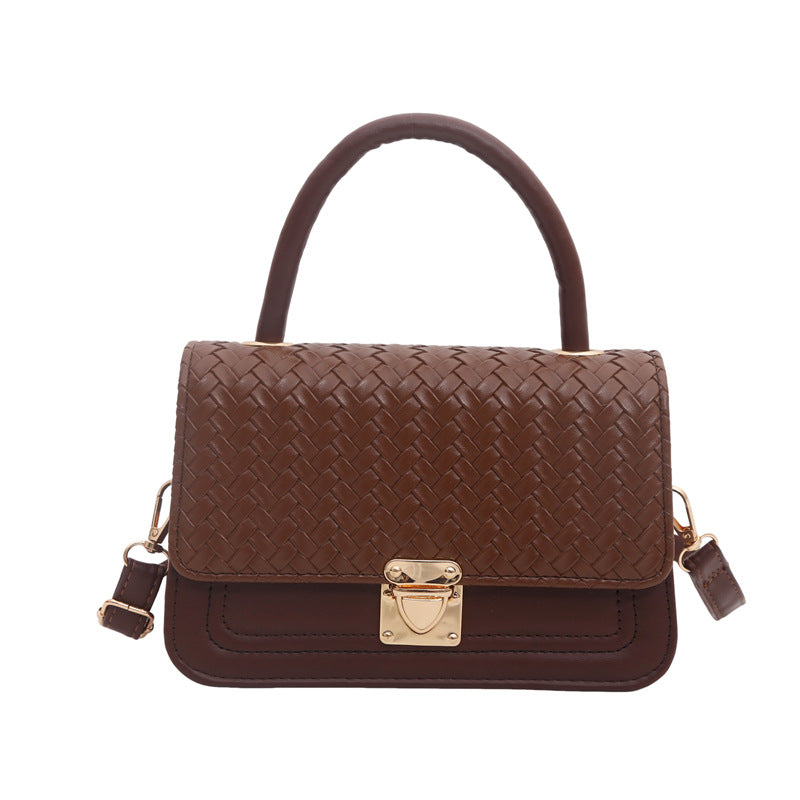Woven Leather Handheld Satchel
