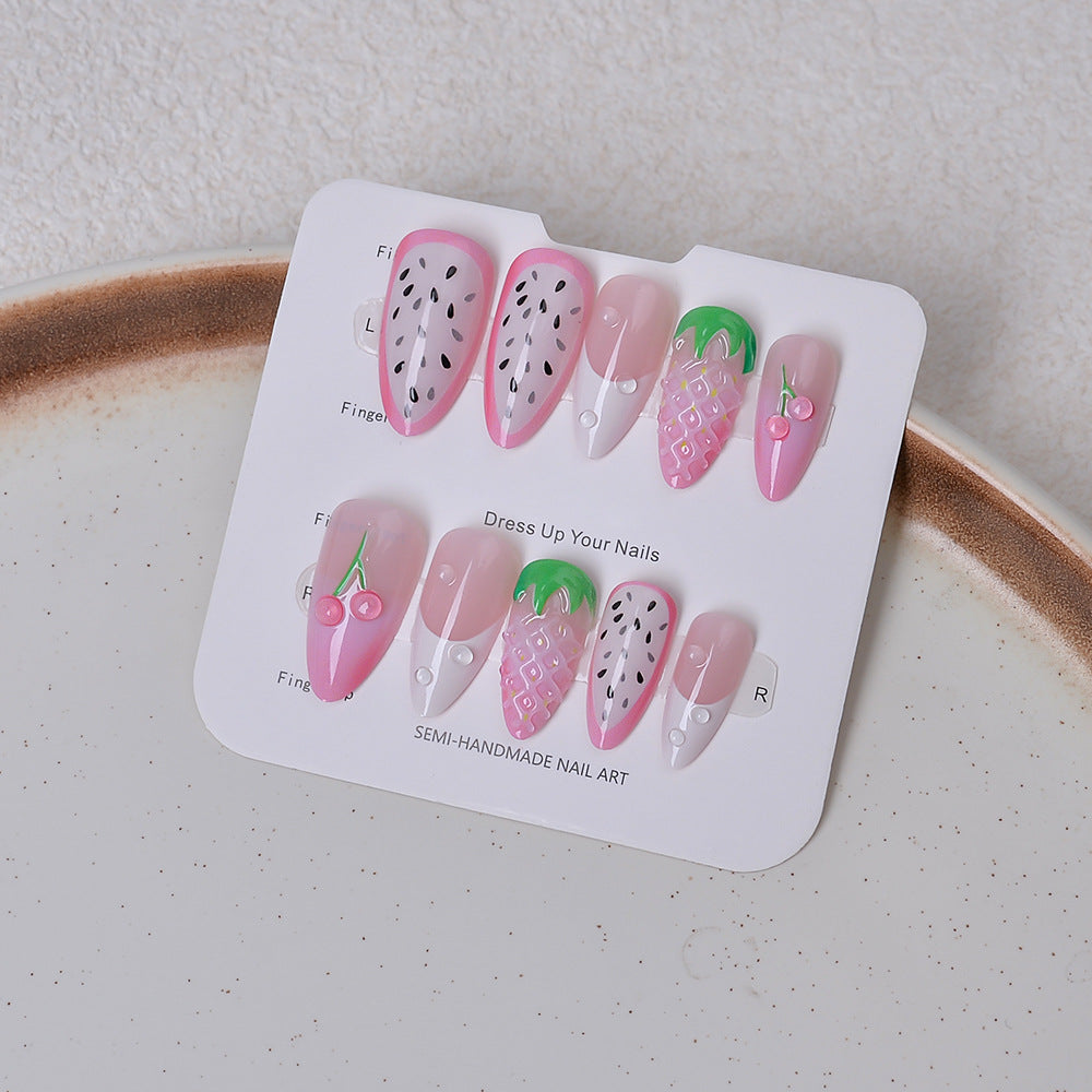 Artistic Fruit-Themed Press-On Nail Set Stornfield