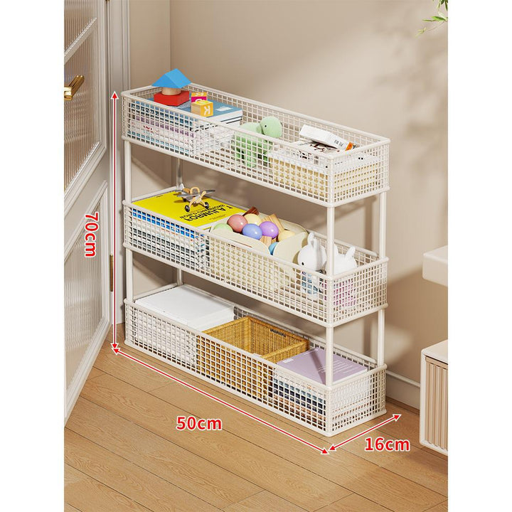 Slim Vertical Mesh Basket Organizer Rack for Narrow Spaces