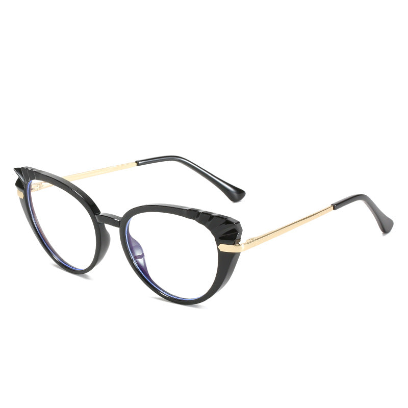 Women's Cat-Eye Prescription Glasses with Glossy Plastic Frame and Gold Accents Stornfield