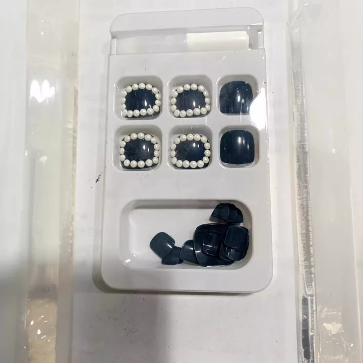 Decorative Press-On Nail Set with Pearl Accents Stornfield