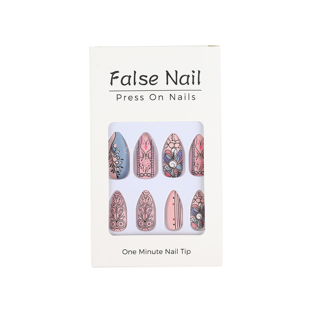 Creative Nail Art Set with Hand-Drawn Patterns Stornfield