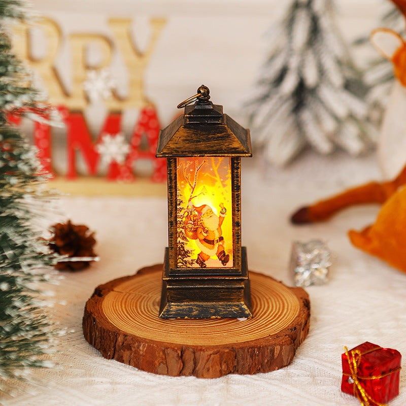 Nostalgic LED Christmas lantern with movable Santa motif Stornfield