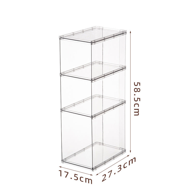 stackable transparent storage shelf three-piece