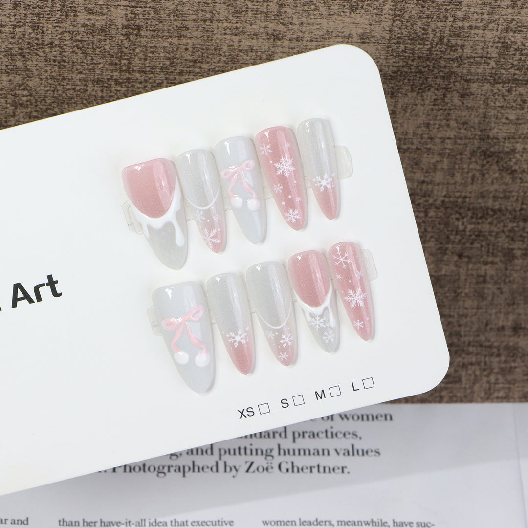 Artistic Press-On Nail Art Set with Seasonal Decor Stornfield