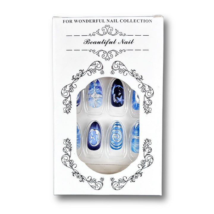 Marine-Themed Press-On Nail Art Set