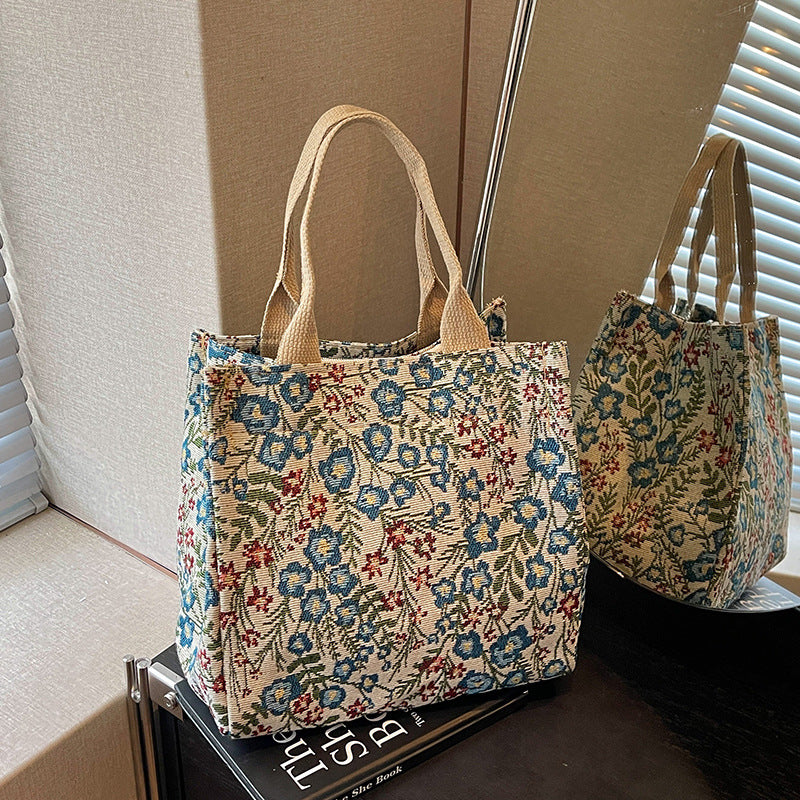 Floral Embroidered Canvas Tote Bag  1790617064