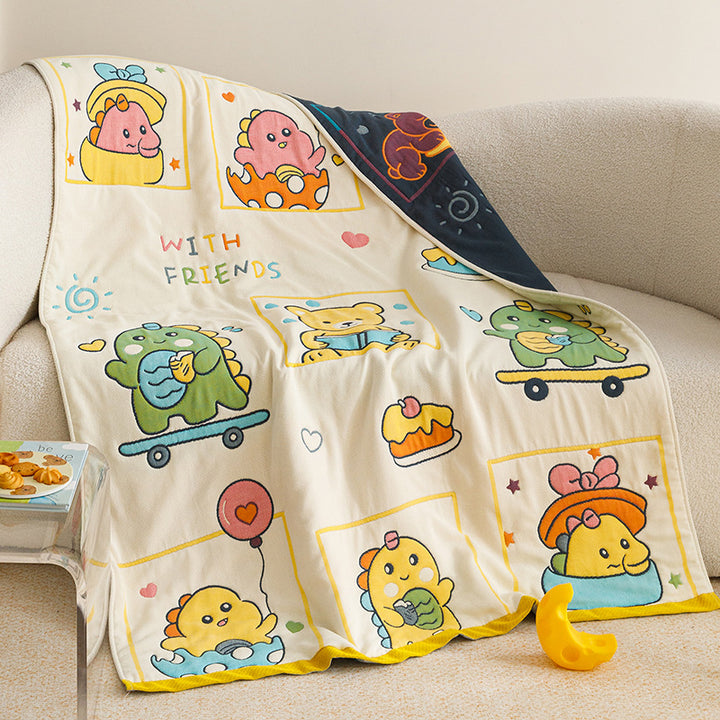 Kids' cuddly blanket with cheerful vehicle print made of soft microfibre