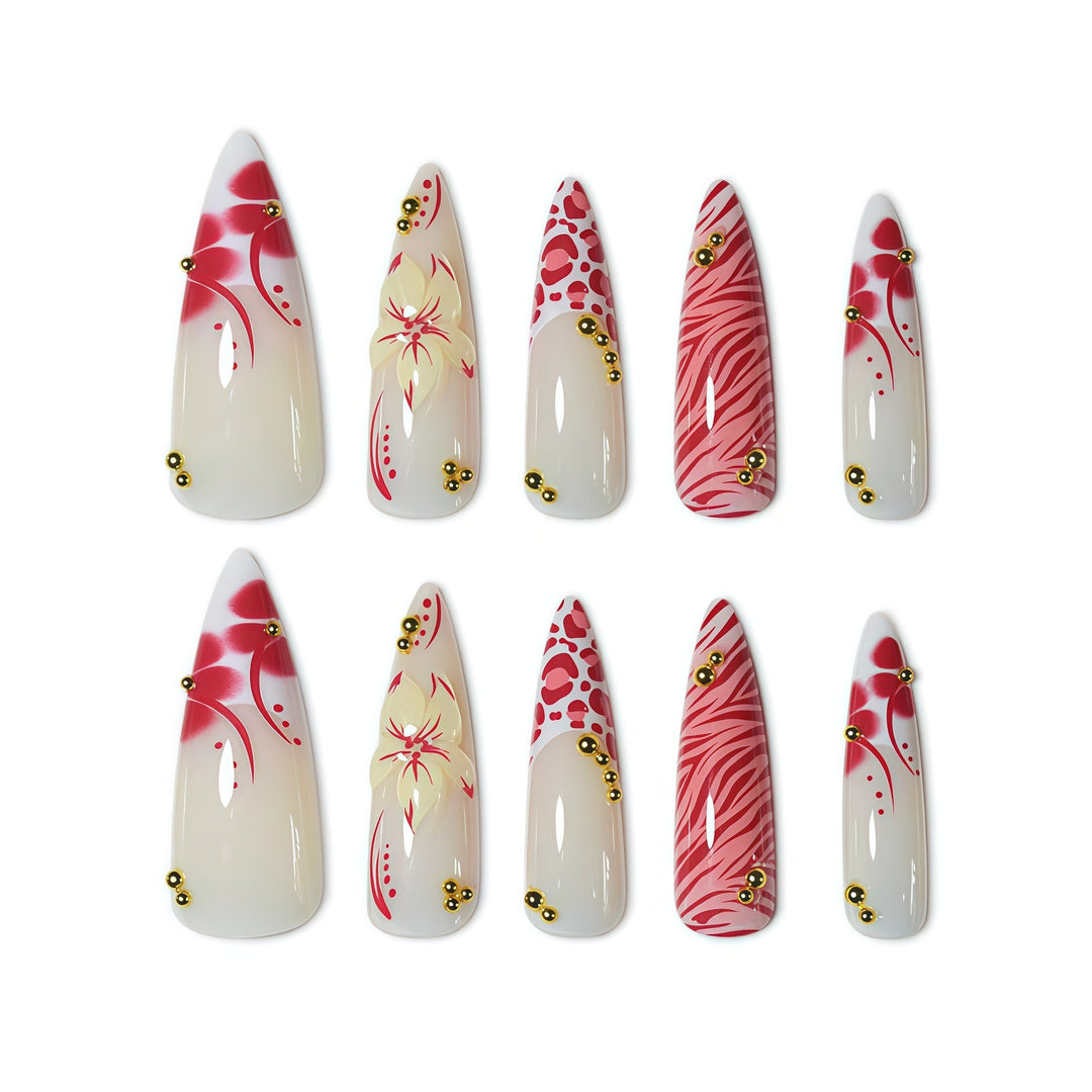 Artistic Floral and Animal Print Press-On Nails Stornfield