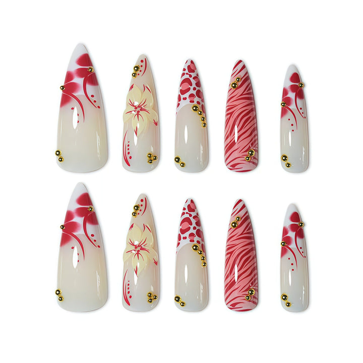 Artistic Floral and Animal Print Press-On Nails Stornfield