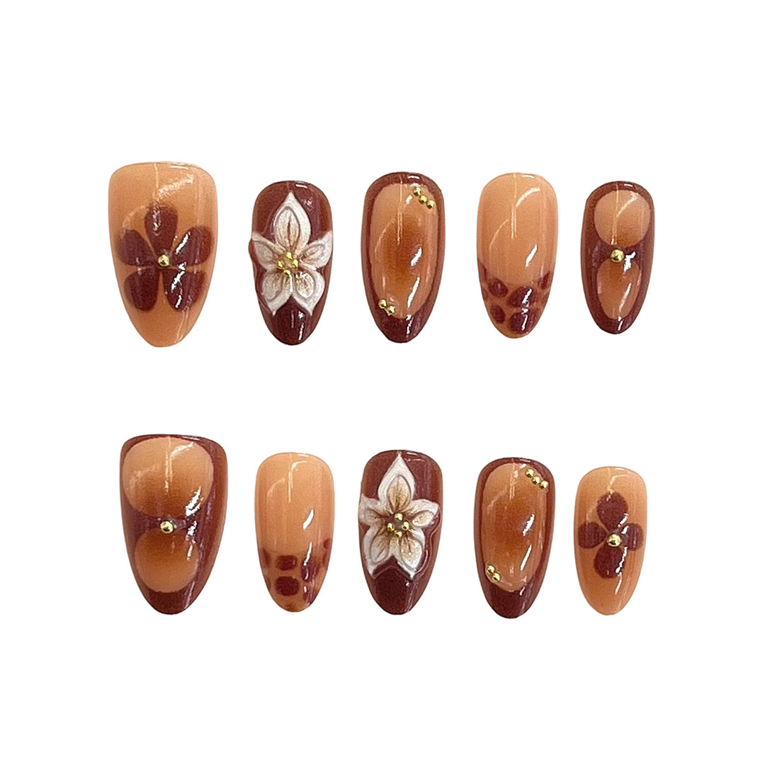 Artistic Floral Accent Press-On Nails Stornfield