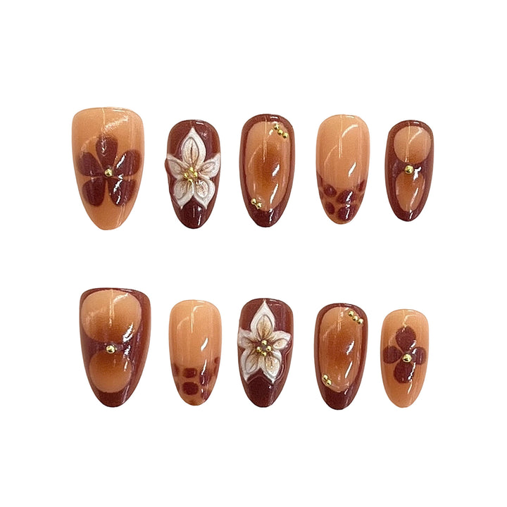 Artistic Floral Accent Press-On Nails Stornfield