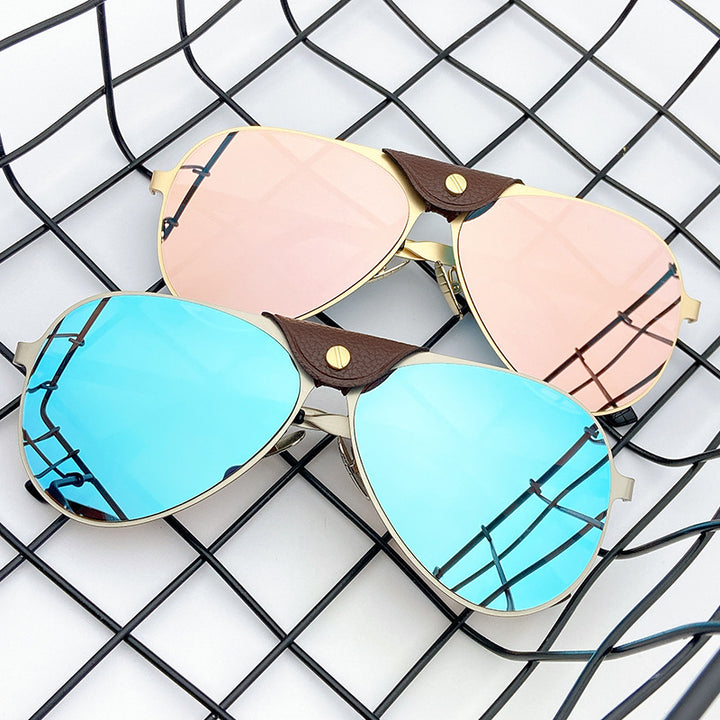 Retro Pilot Sunglasses with Blue Tinted Lenses Stornfield