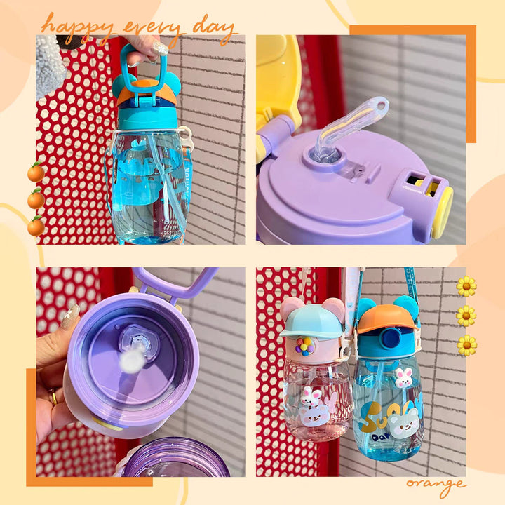 Women Playful Children's Drinking Bottle with Integrated Straw Stornfield