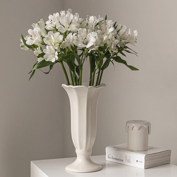 Decorative Floral Embossed Ceramic Vase for Home Decor