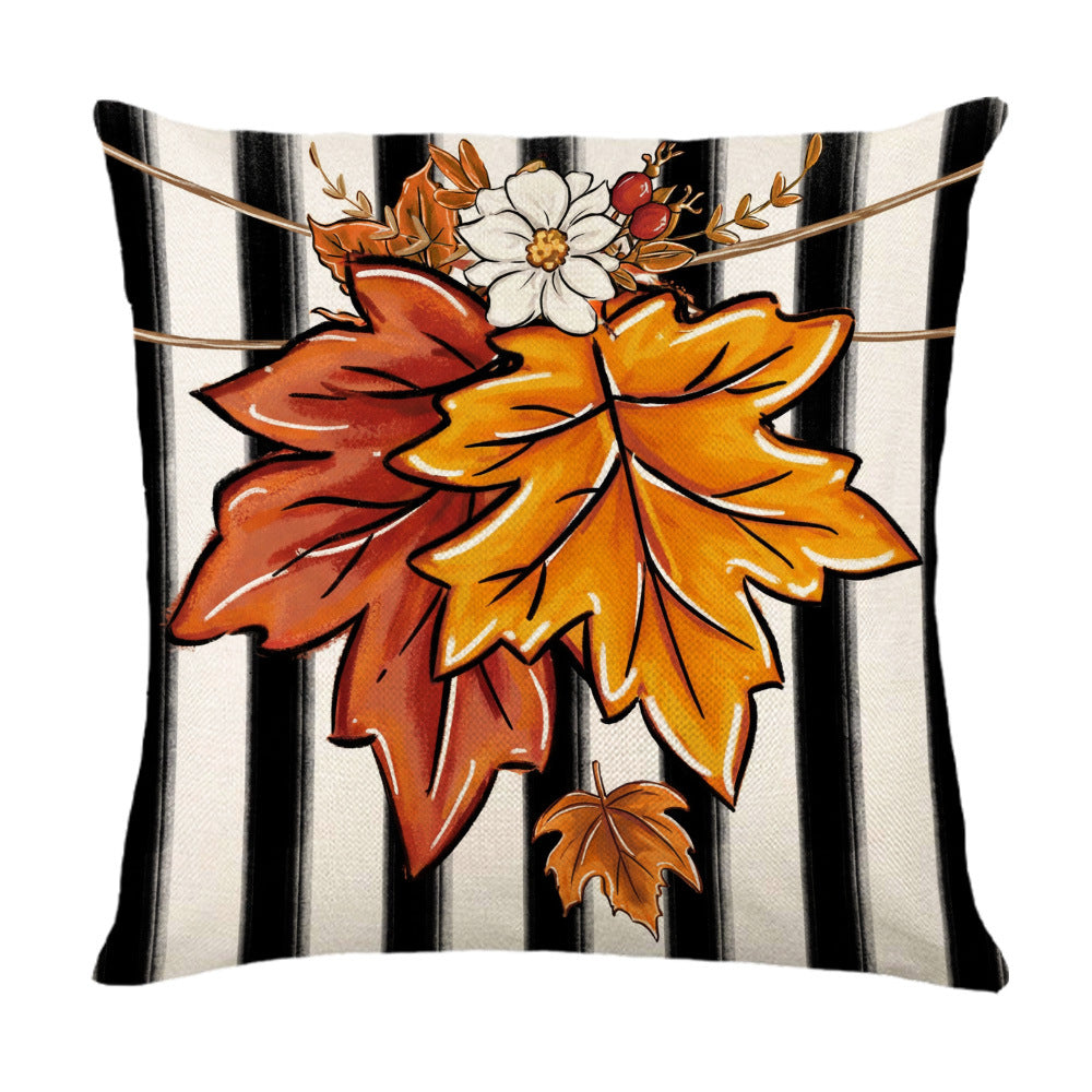 Decorative Autumn Basket Pumpkin Sunflower Square Pillow Cover with Hidden Zipper