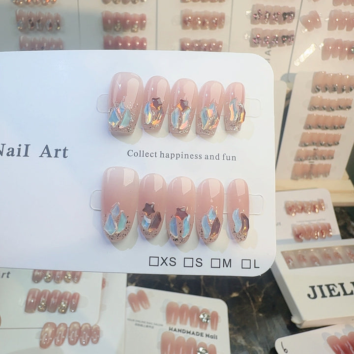 Elegant Crystal-Embellished Press-On Nail Set Stornfield