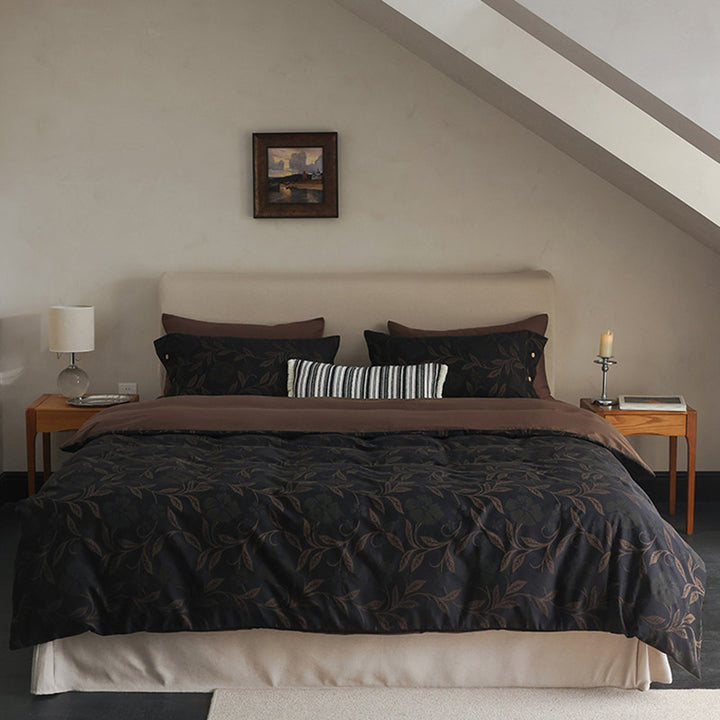 Reversible Geo-Pattern Cotton-Linen Duvet Cover Set with Hidden Closure and Pillow Shams