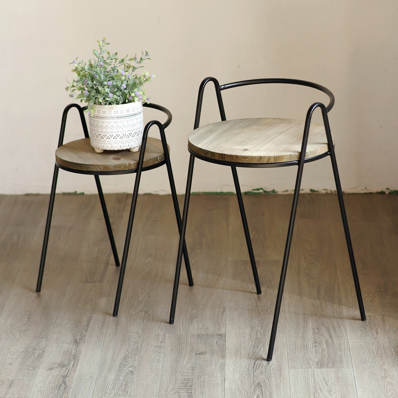 More modern stool with wooden seat Stornfield