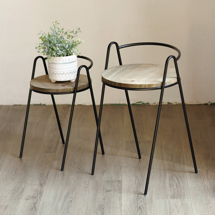 More modern stool with wooden seat Stornfield