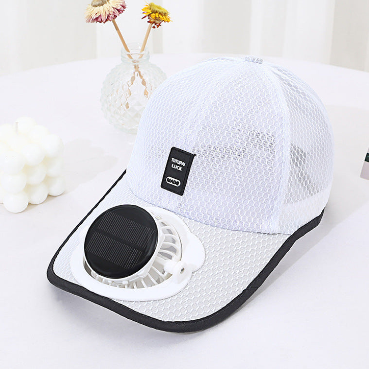 Ventilated baseball cap with integrated solar fan in the visor and breathable mesh Stornfield