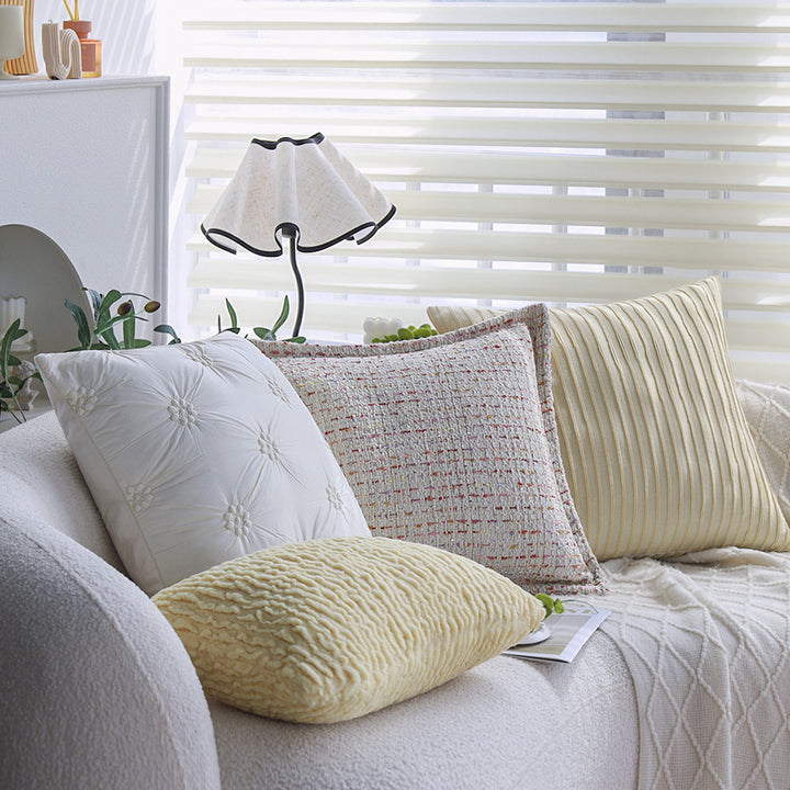 Rectangular decorative pillowcase made of teddy bouclé with ridged texture Stornfield