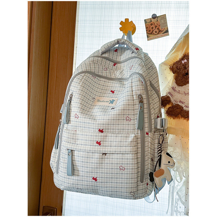 Checked Patterned Backpack