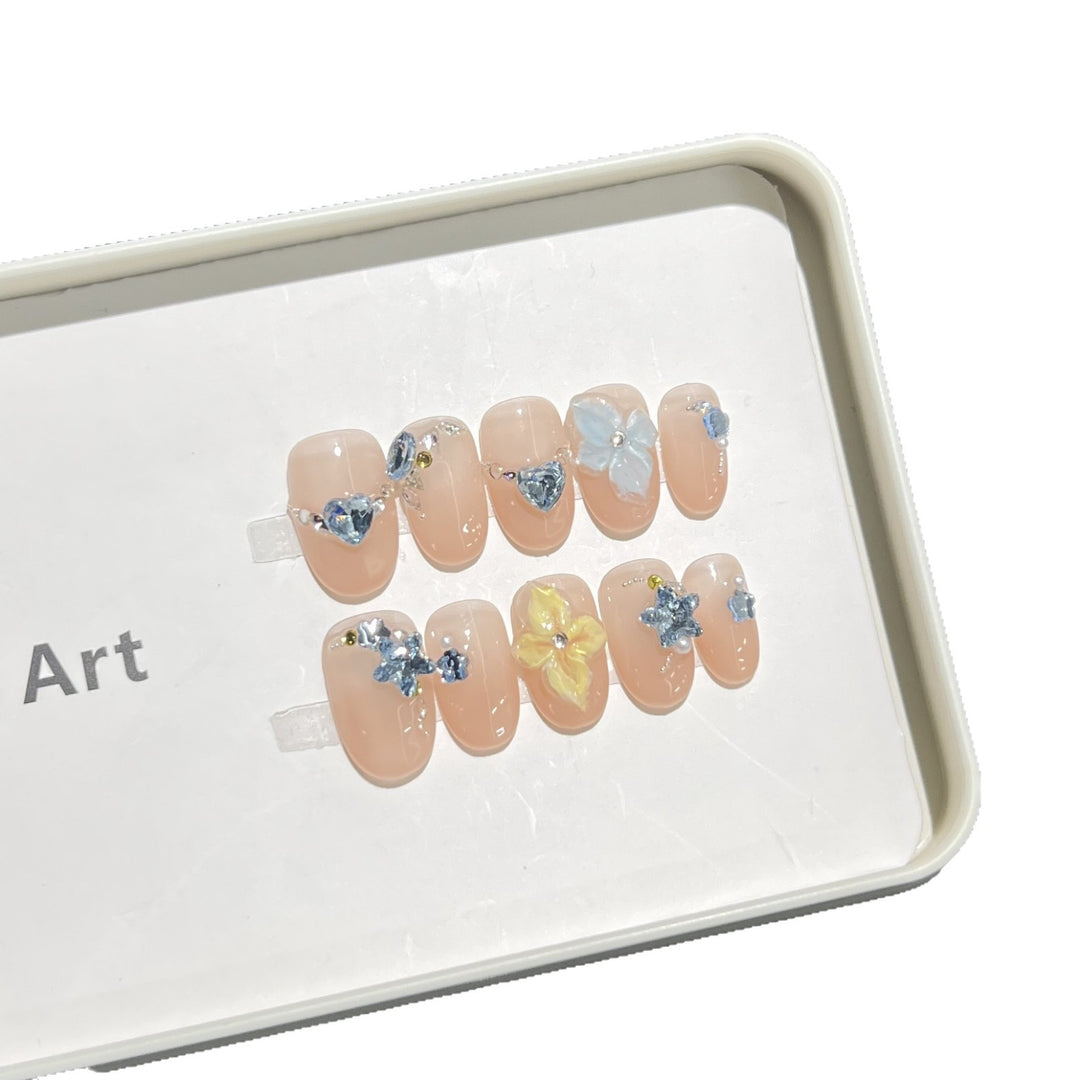 Artistic Floral Press-On Nail Tips Stornfield