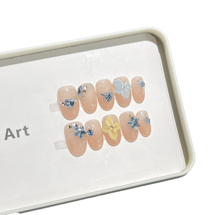 Artistic Floral Press-On Nail Tips Stornfield