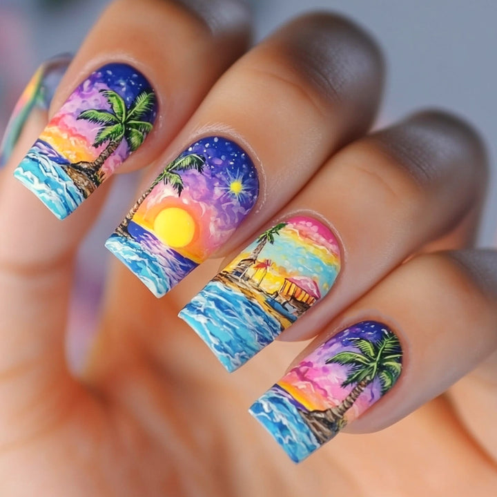 Artful nail art in tropical beach design Stornfield