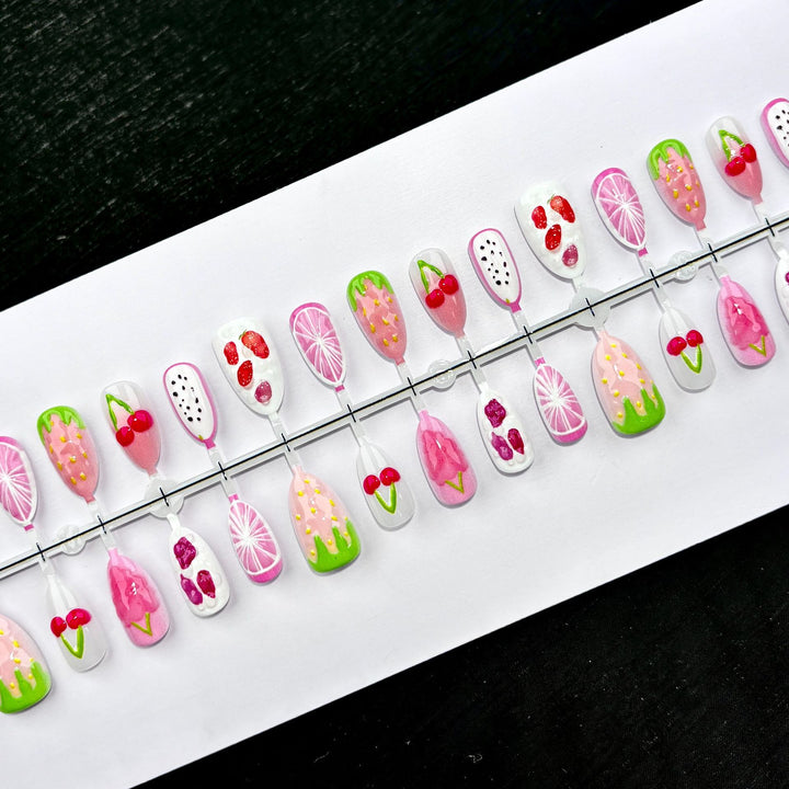 Creative Fruit-Themed Press-On Nail Art Set