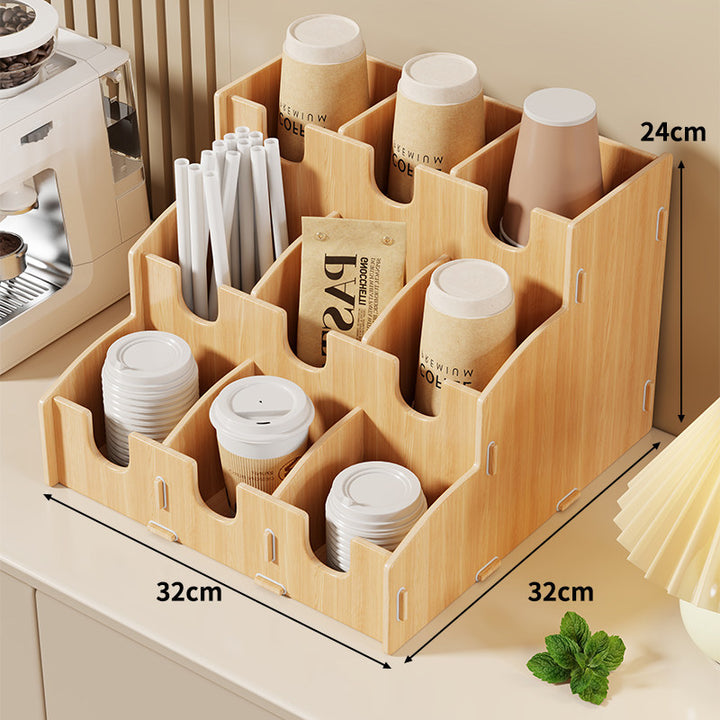 Multi-Tier Countertop Coffee Station Organizer with Modular Dividers
