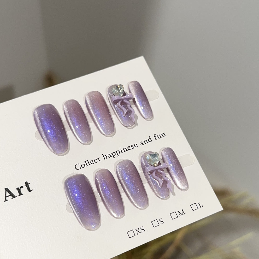 Whimsical Glittering Press-On Nail Design