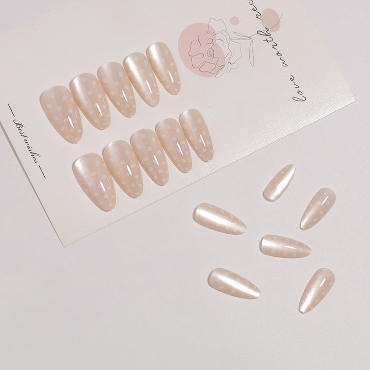 Artistic Press-On Nail Set with Polka Dot Design Stornfield 1787225399