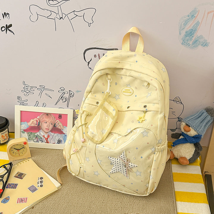 Stylish Multi-Pocket Star-Appliqué Backpack Stornfield