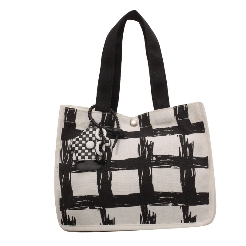 Modern Geometric Print Canvas Tote Bag