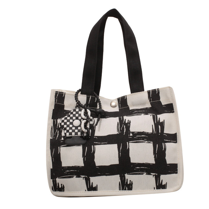 Modern Geometric Print Canvas Tote Bag