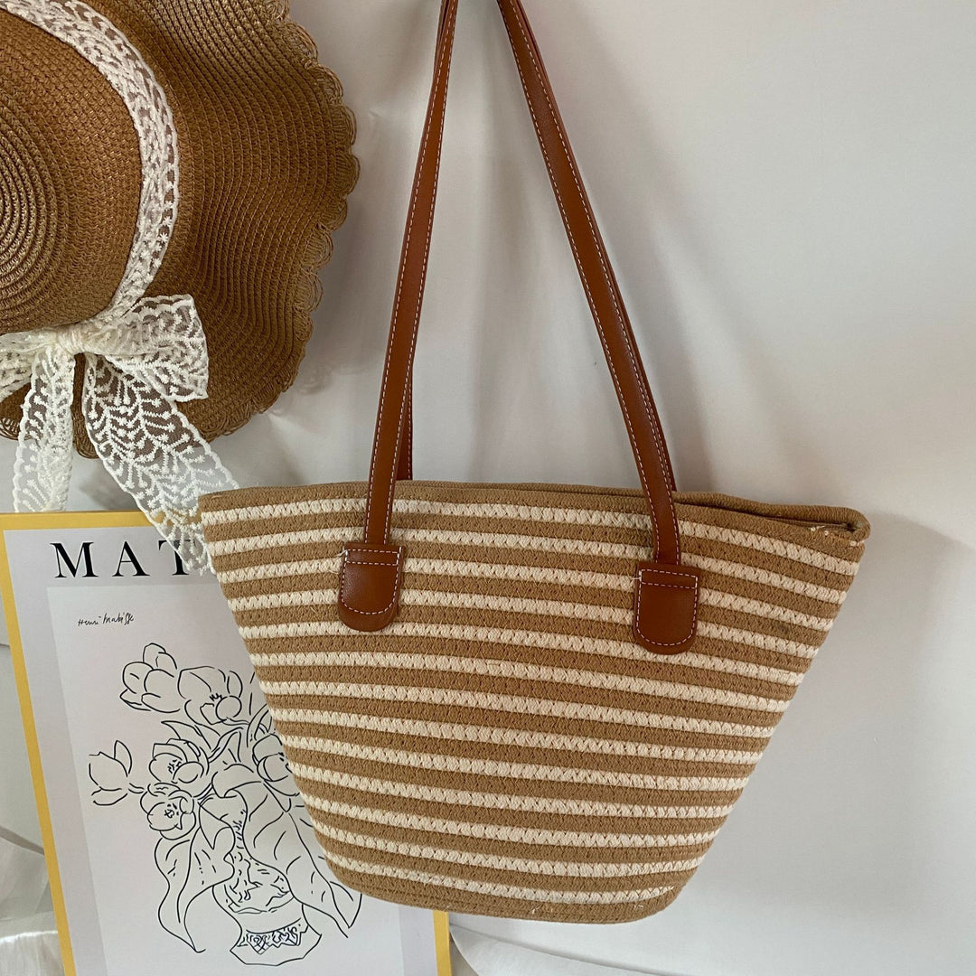 Trendy Basket Bag with Leather Handles Stornfield