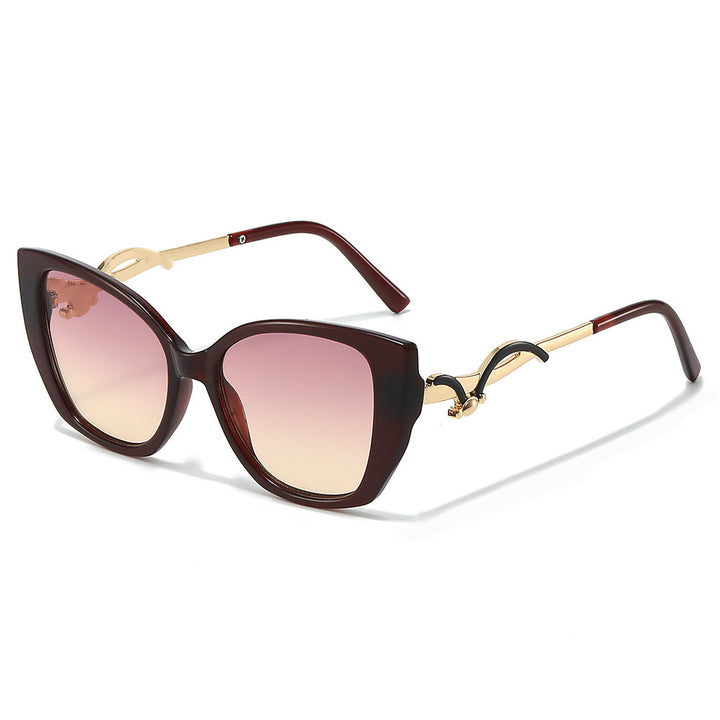 Oversized Geometric Cat-Eye Sunglasses with Gold Accents Stornfield