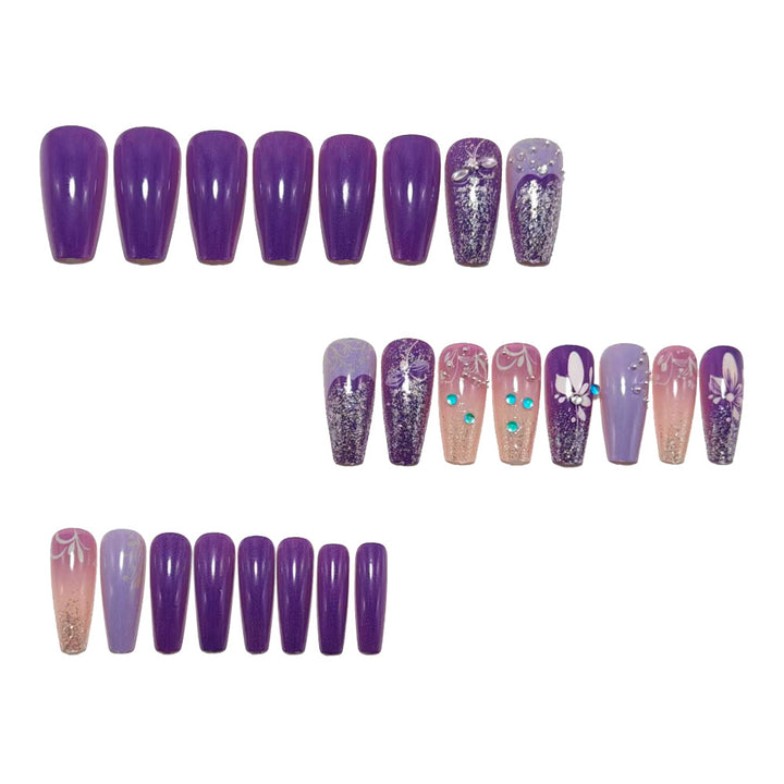 Artificial nails with floral glitter design Stornfield