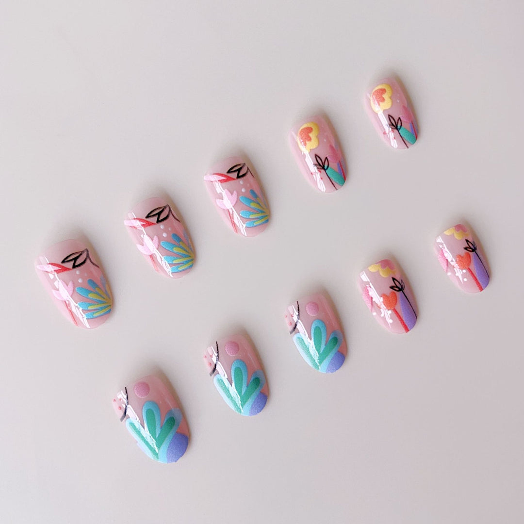 Creative Nail Art Set with Colorful Flower Designs Stornfield