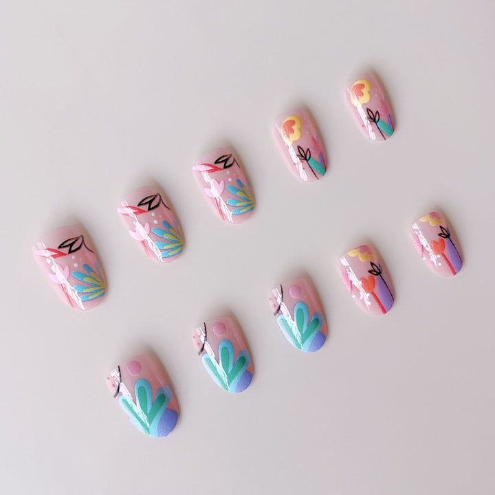 Creative Nail Art Set with Colorful Flower Designs Stornfield