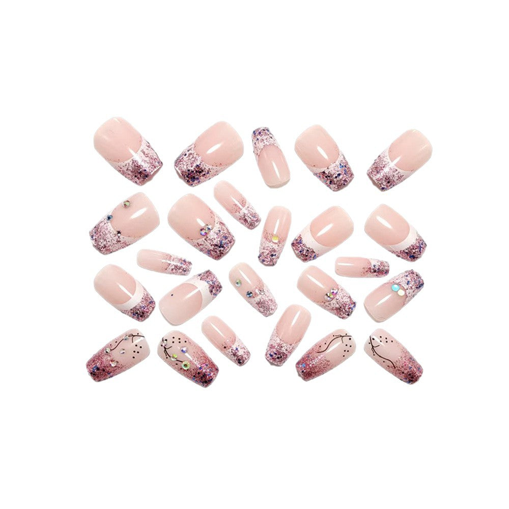 Glittering artificial nails with elegant tip and sparkling accents Stornfield