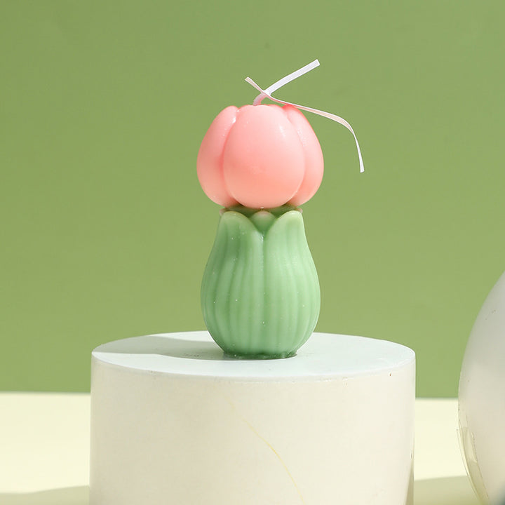 Hand-Poured Sculptural Tulip Bud Decorative Candle