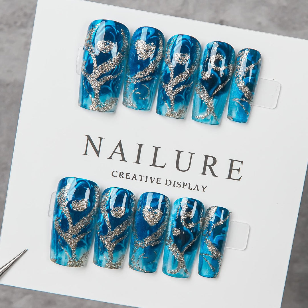 Artistic Glitter Press-On Nails
